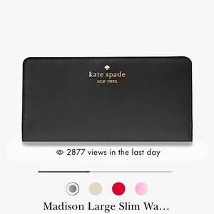 Kate Spade Black Madison Large Slim Wallet